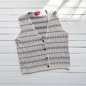 Binghamton Knitting Company purple‎ green sleeveless sweater vest size M
